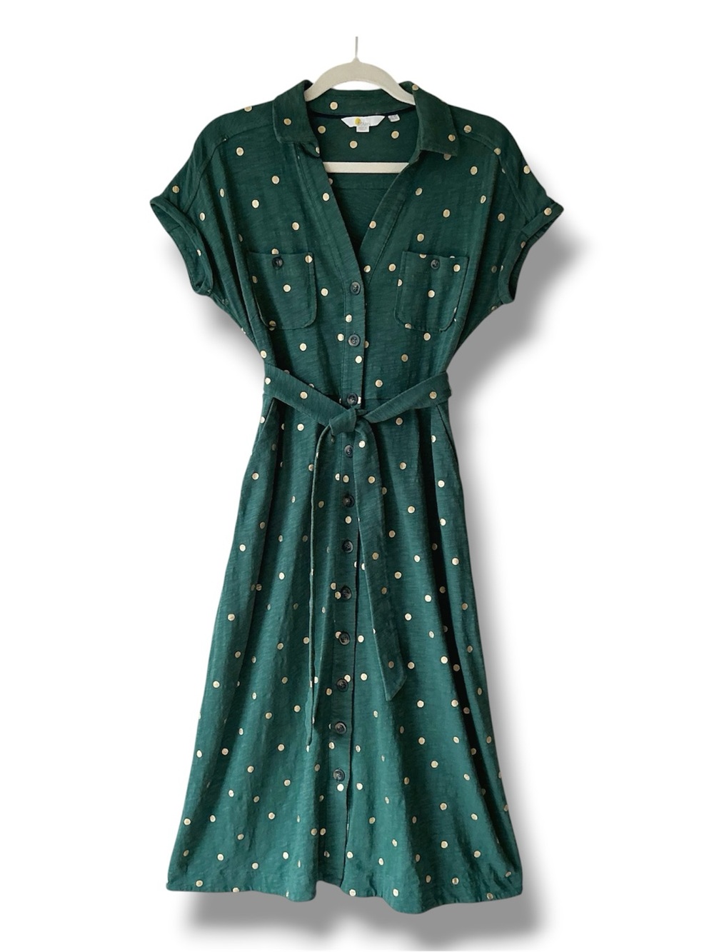 Boden Thomasina Jersey Shirt Dress Midi in Green Size 4 - Picture 2 of 9